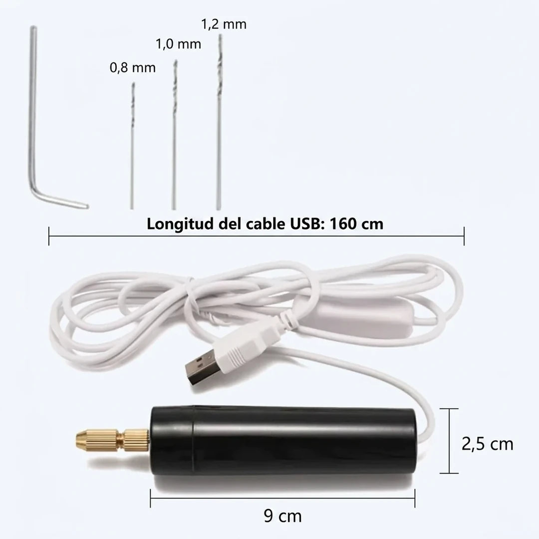 Kit Mini Taladro Eléctrico USB Para Manualidades
