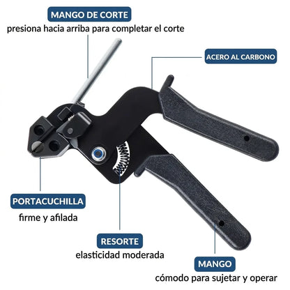 Kit Alicate Tensor De Bridas Metálicas de Sujeción + 100 Amarres Metálicos