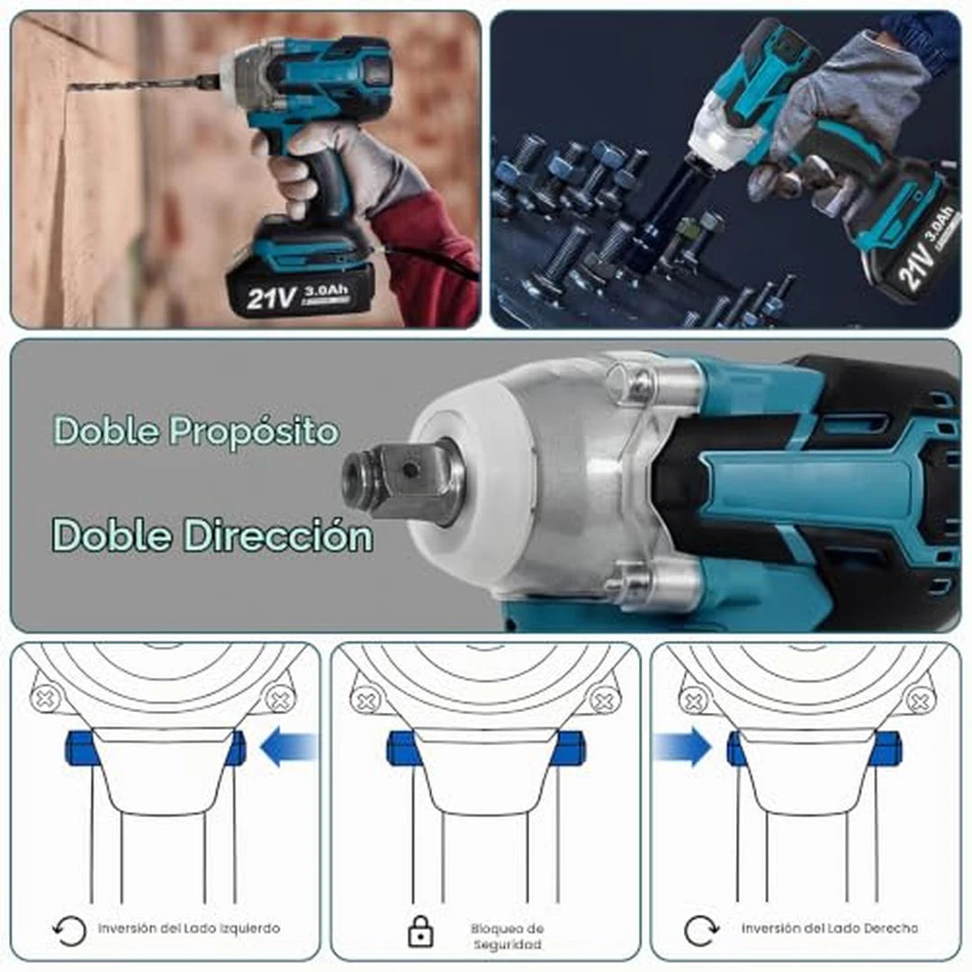 Kit Pistola De Impacto Doble Batería + Maletín y Accesorios