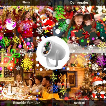 Proyector LED Navideño 9 Patrones Con Rotación Automática y Conexión USB