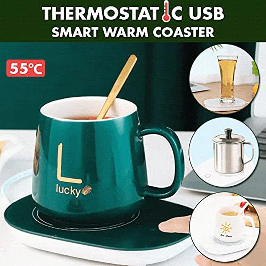 Set x2 Taza De Café Inteligente Con Base Calentadora Eléctrica
