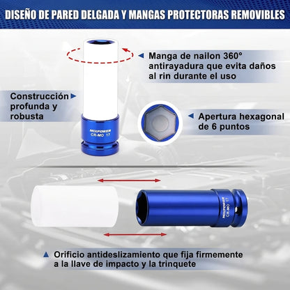 Kit x7 Copas Llave De Impacto ½  Protección Anti Rayones