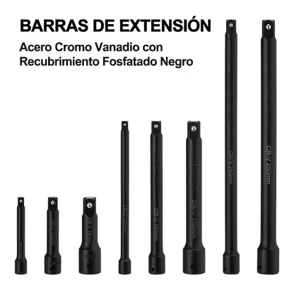 Set x18 Piezas Extensiones y Adaptadores Para Llave De Impacto y Ratchet