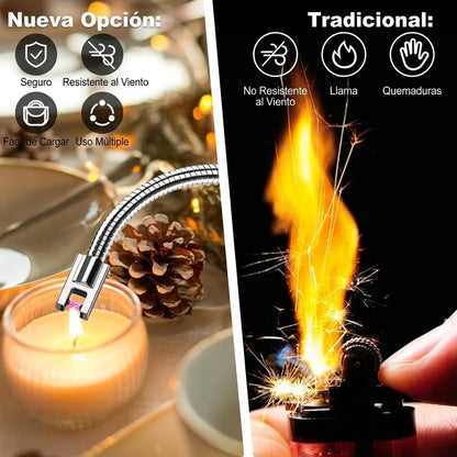 Pack x3 Encendedor Eléctrico Cabezal Flexible Recargable USB