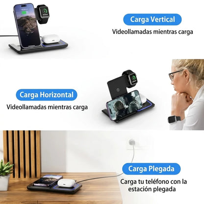 Estación 3 En 1 De Recarga Inalámbrica Para Dispositivos