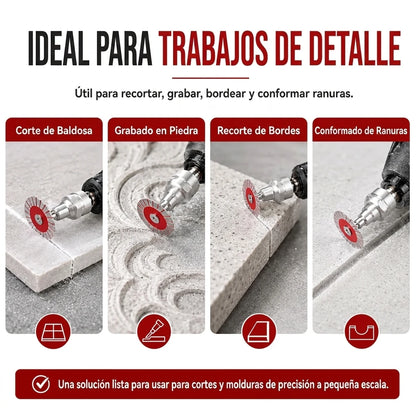 Kit X4 Discos Diamante Mini Pulidora Para Corte Azulejo Con Adaptador