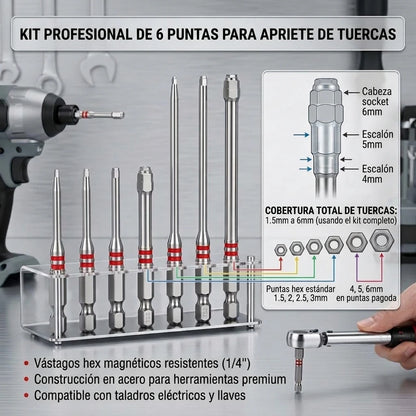 Set x6 Puntas Hexagonales Pagoda Magnéticas Universal