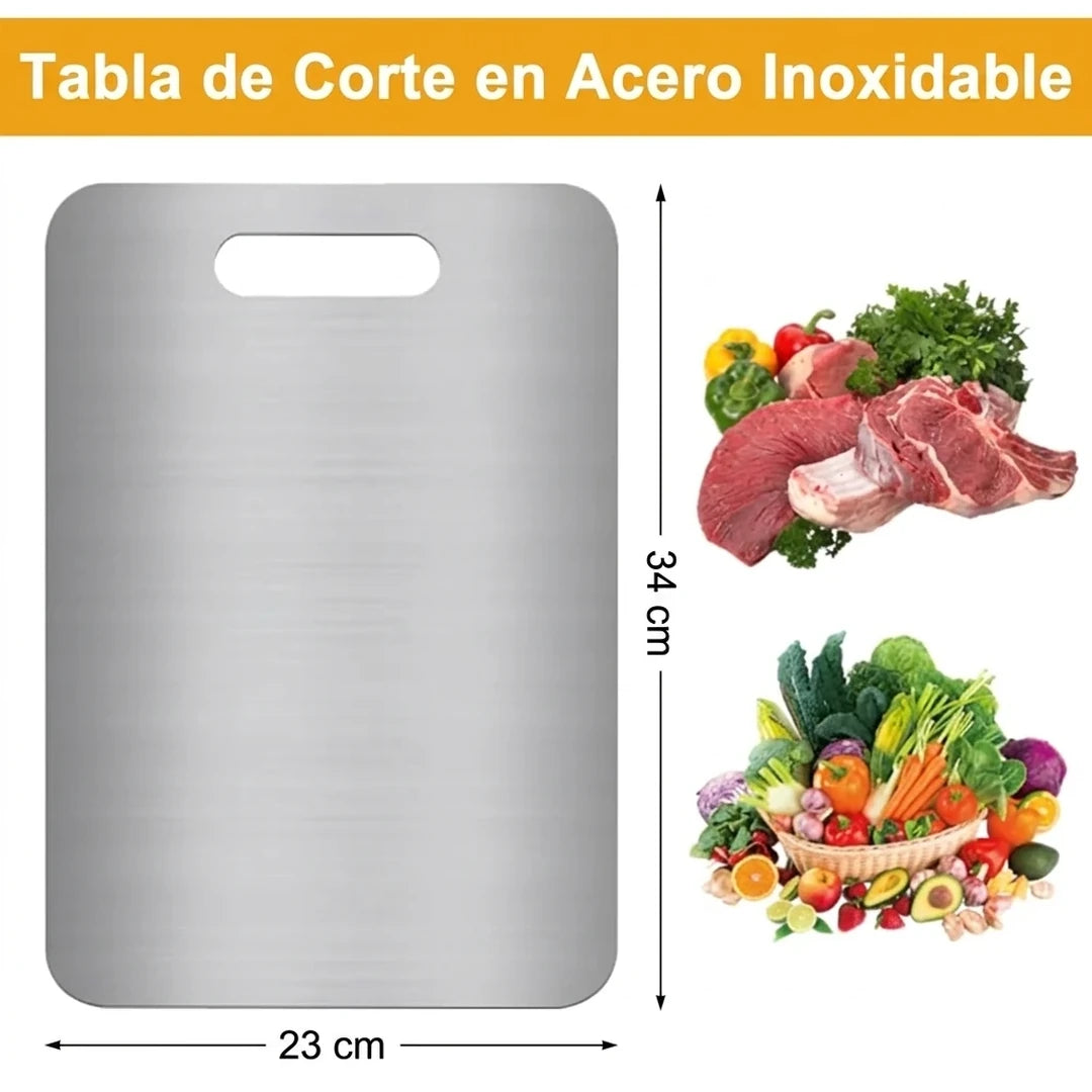 Tabla De Cortar Para Cocina Acero Inoxidable Doble Cara