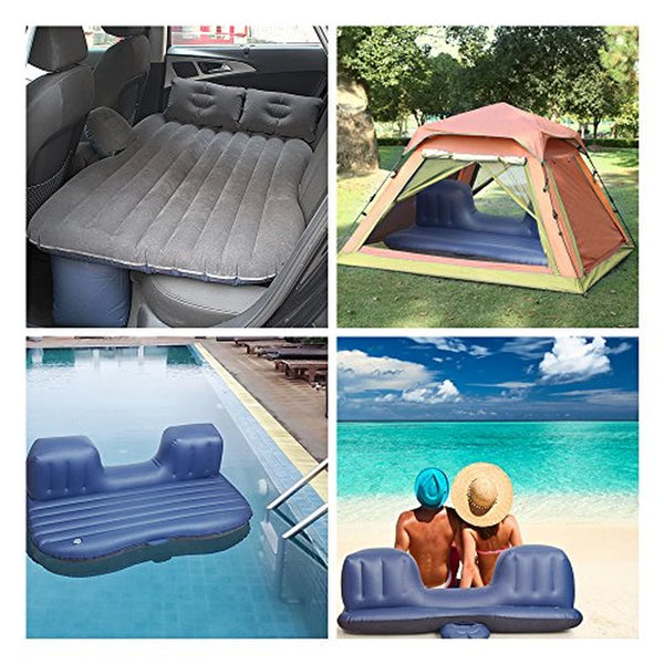 Colchón Inflable para Carro Con Bomba 12V y 2 Almohadas — Cama Portátil para Viajes y Camping