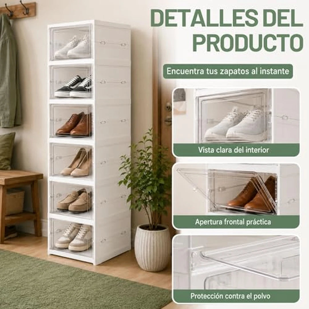 Zapatero Organizador Plegable 6 Niveles Con Cubierta Transparente