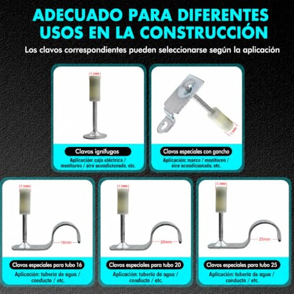 Clavadora Manual de Impacto Para Hormigón Con 5 Velocidades y Doble Silenciador