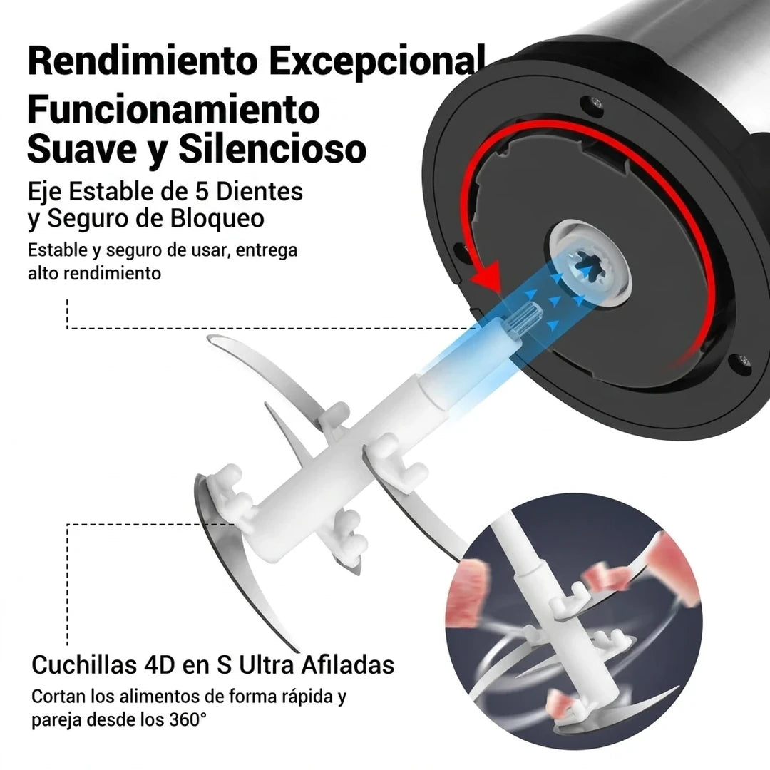 Picadora Eléctrica 2L Cuenco de Acero Inoxidable