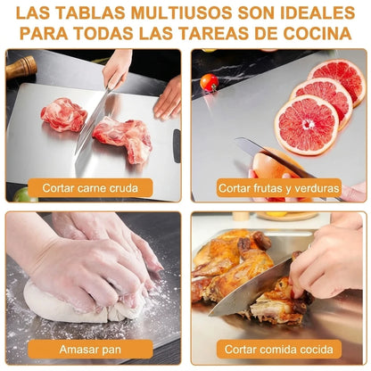 Tabla De Cortar Para Cocina Acero Inoxidable Doble Cara