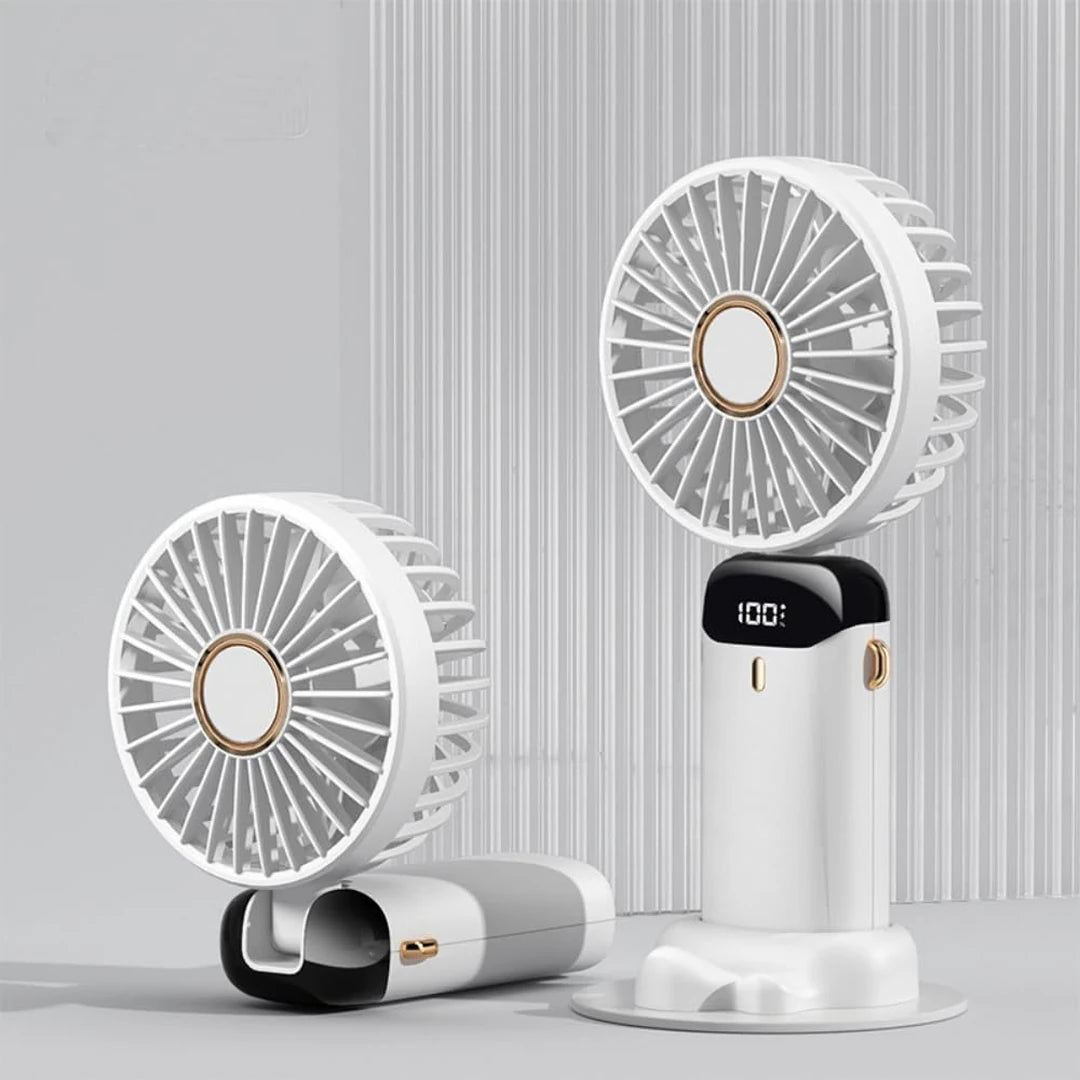 Pack X2 Ventilador de Mano Recargable 5 velocidades Cabezal Plegable 90°
