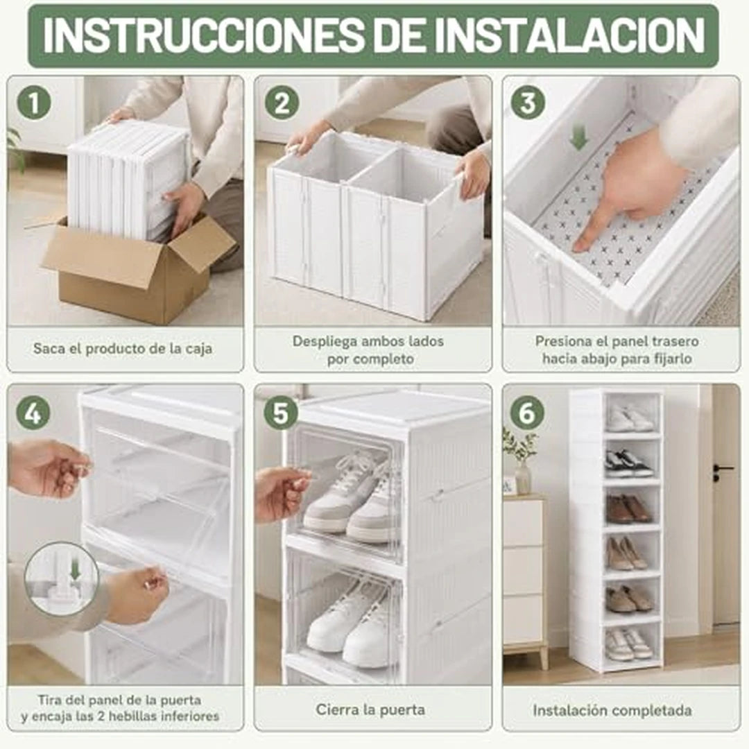 Zapatero Organizador Plegable 6 Niveles Con Cubierta Transparente