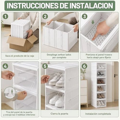 Zapatero Organizador Plegable 6 Niveles Con Cubierta Transparente