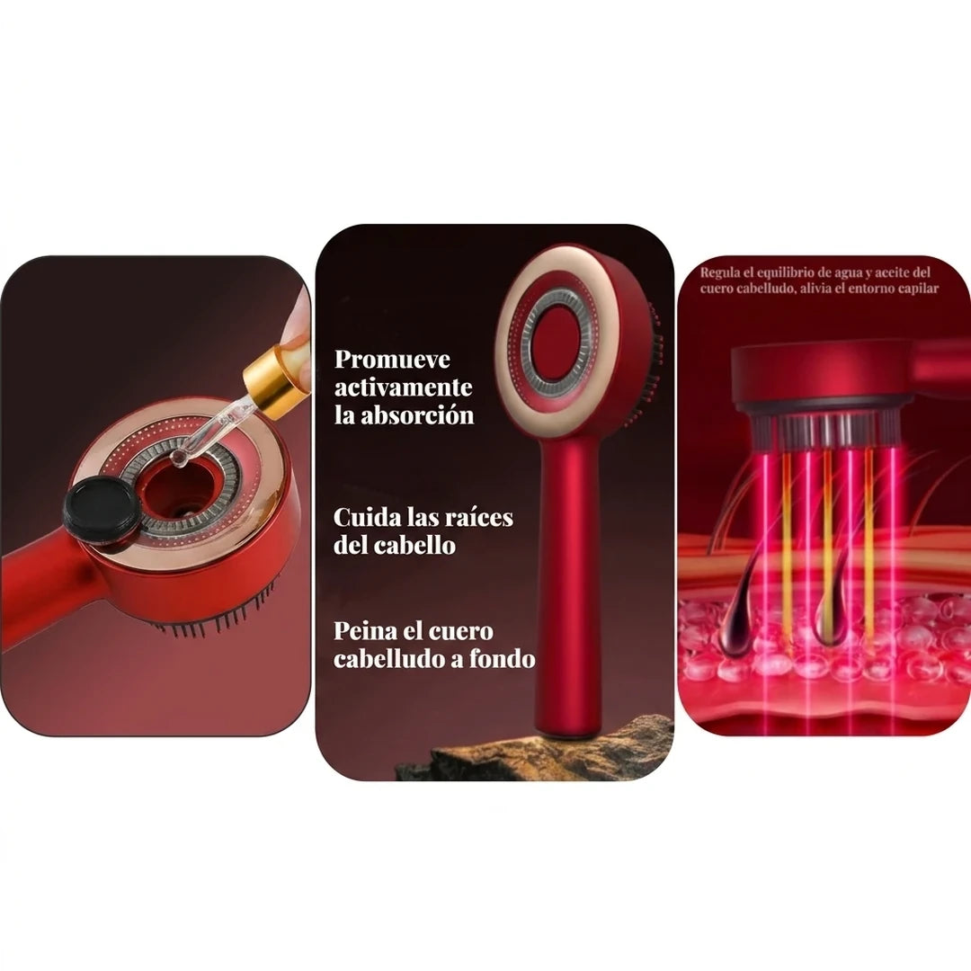 Cepillo 2 En 1 Masajeador De Crecimiento Capilar Aplicador Aceite