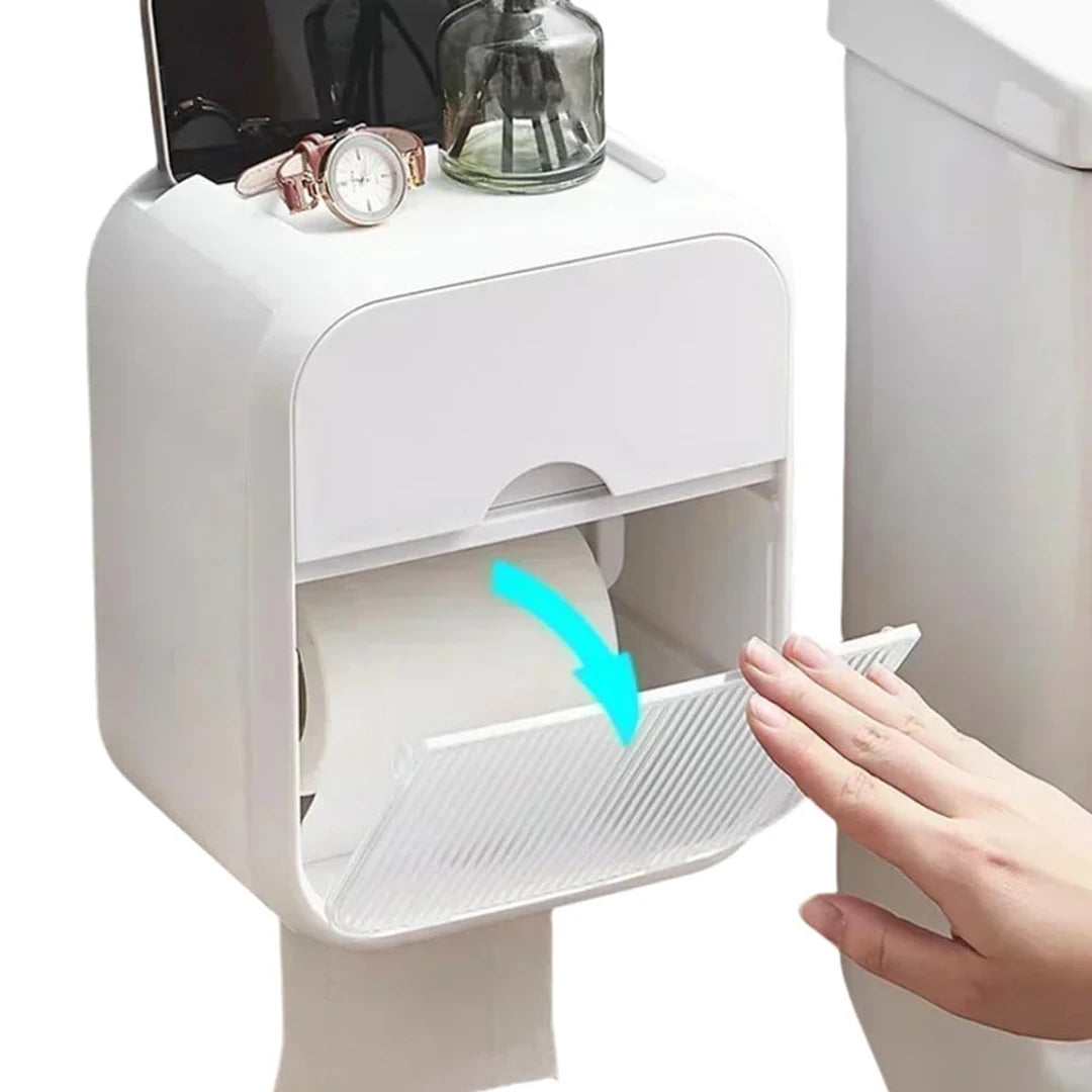 Dispensador De Papel Higiénico Con Cajón De Pañuelos Adhesivo De Pared