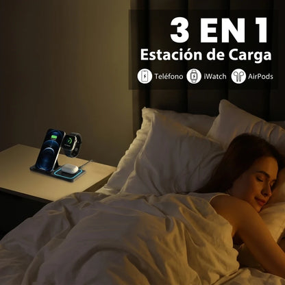 Estación 3 En 1 De Recarga Inalámbrica Para Dispositivos