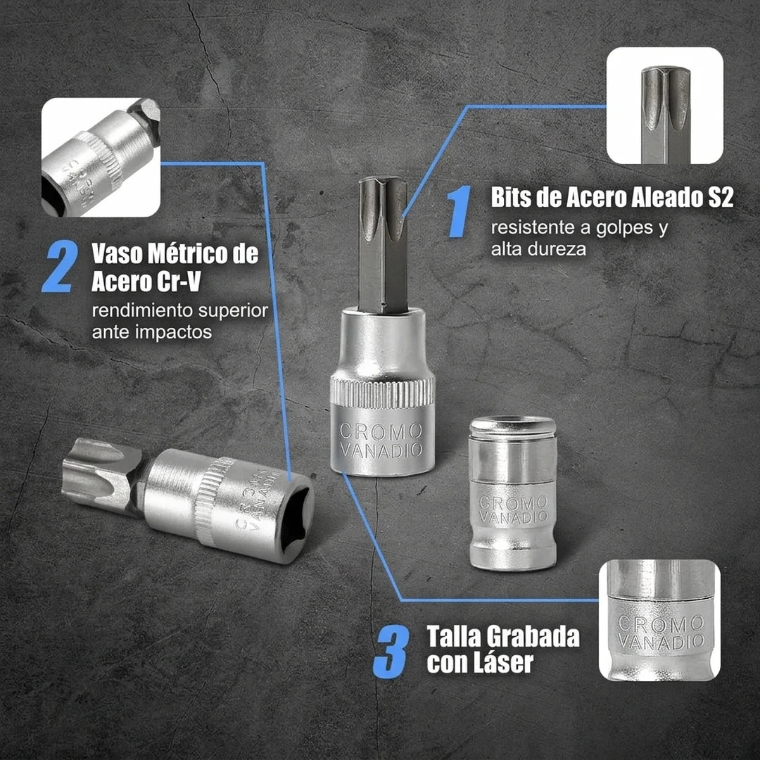Kit 34 Piezas Torx Extracción Tuercas Y Tornillos
