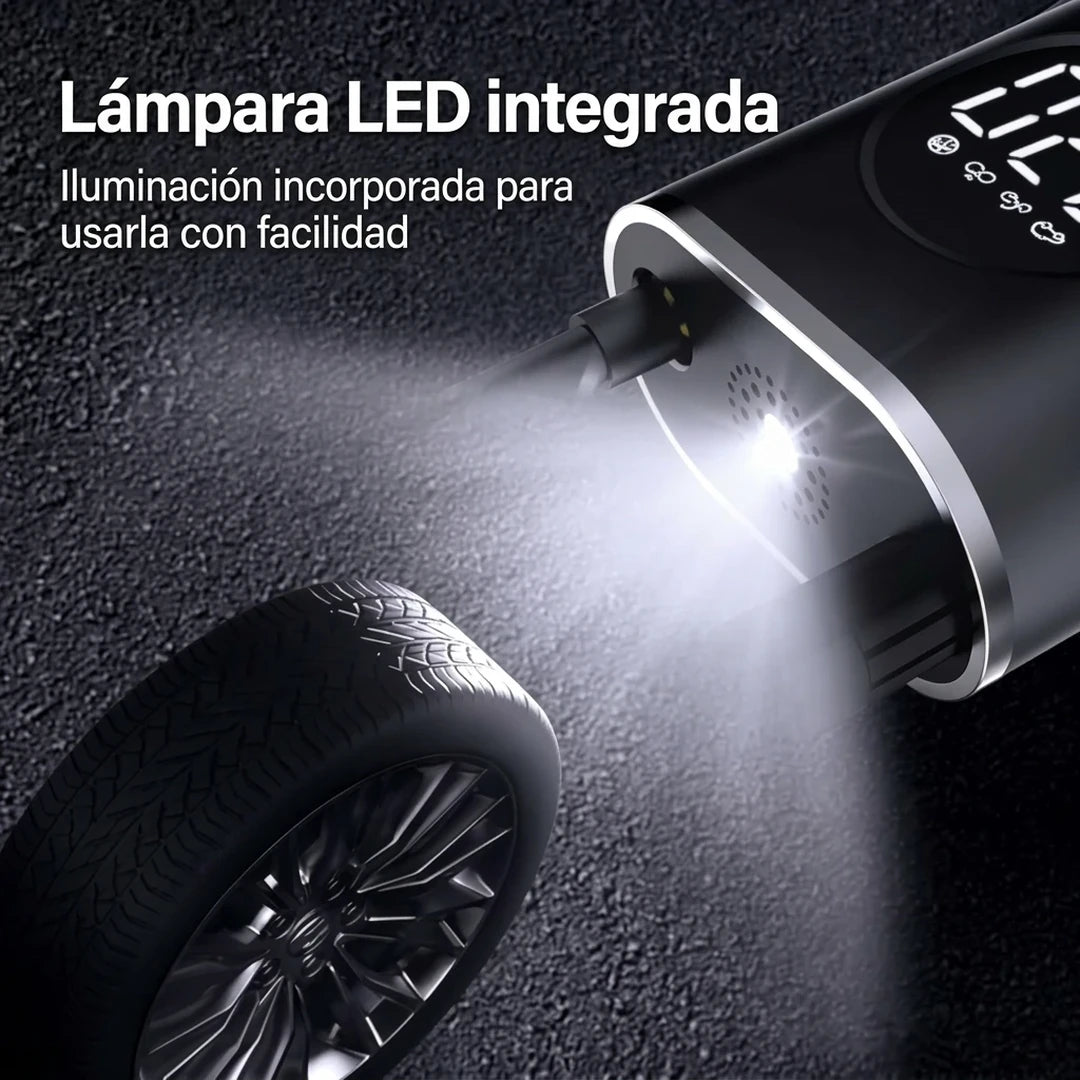 Mini Compresor De Aire Portátil Recargable Para Carro Pantalla LED y Linterna