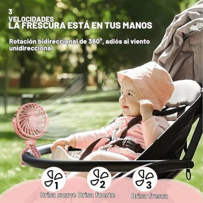 Pack X2 Mini Ventilador Portátil Con Trípode Flexible 360° Para Cunas Y Coches De Bebé