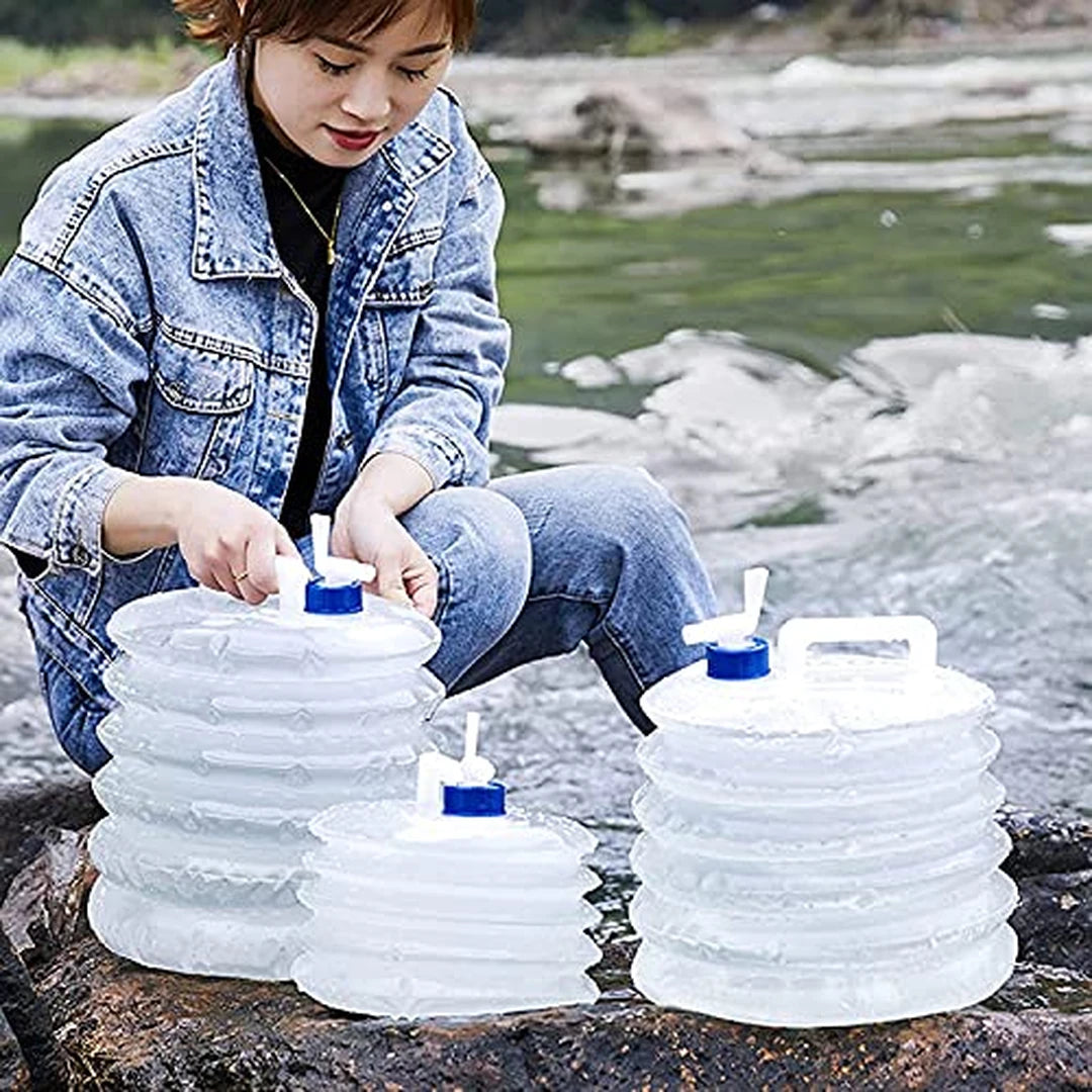Pack X5 Botellón De Agua Plegable 3L Con Válvula Dispensadora