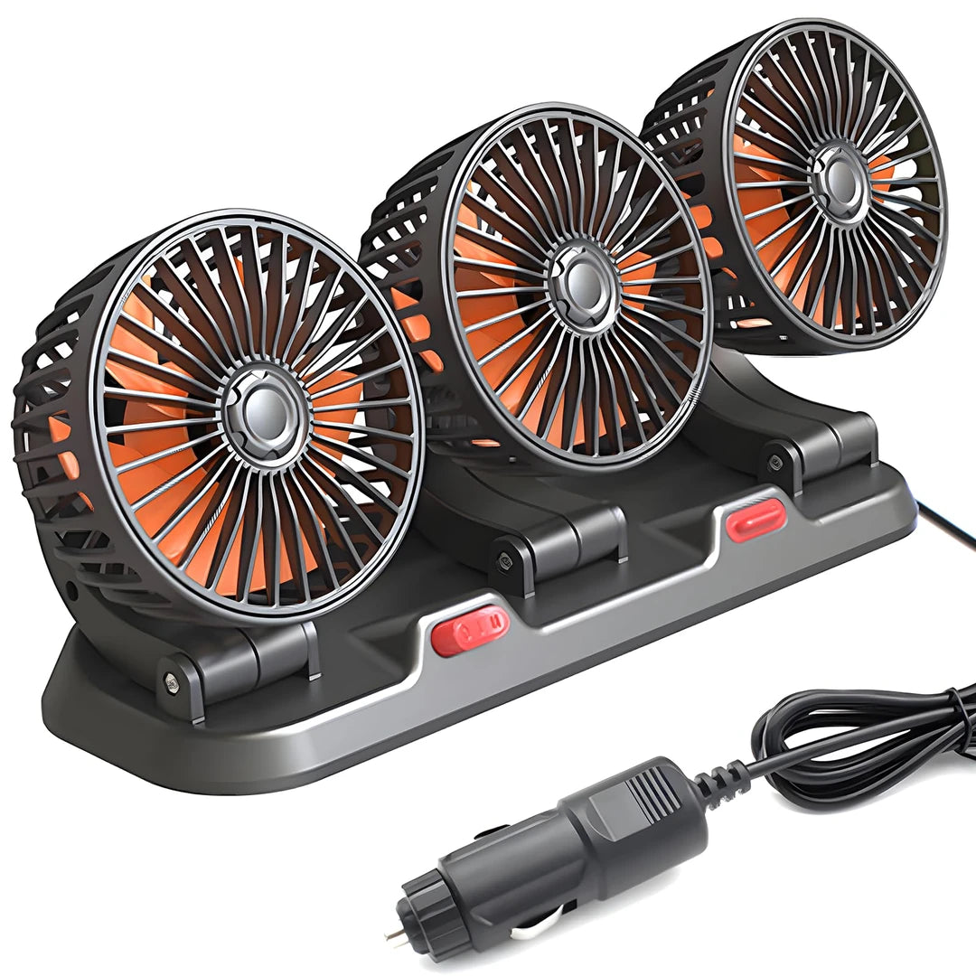 Ventilador Para Carro 3 Cabezales Brazo Extensible 360° 2 Velocidades