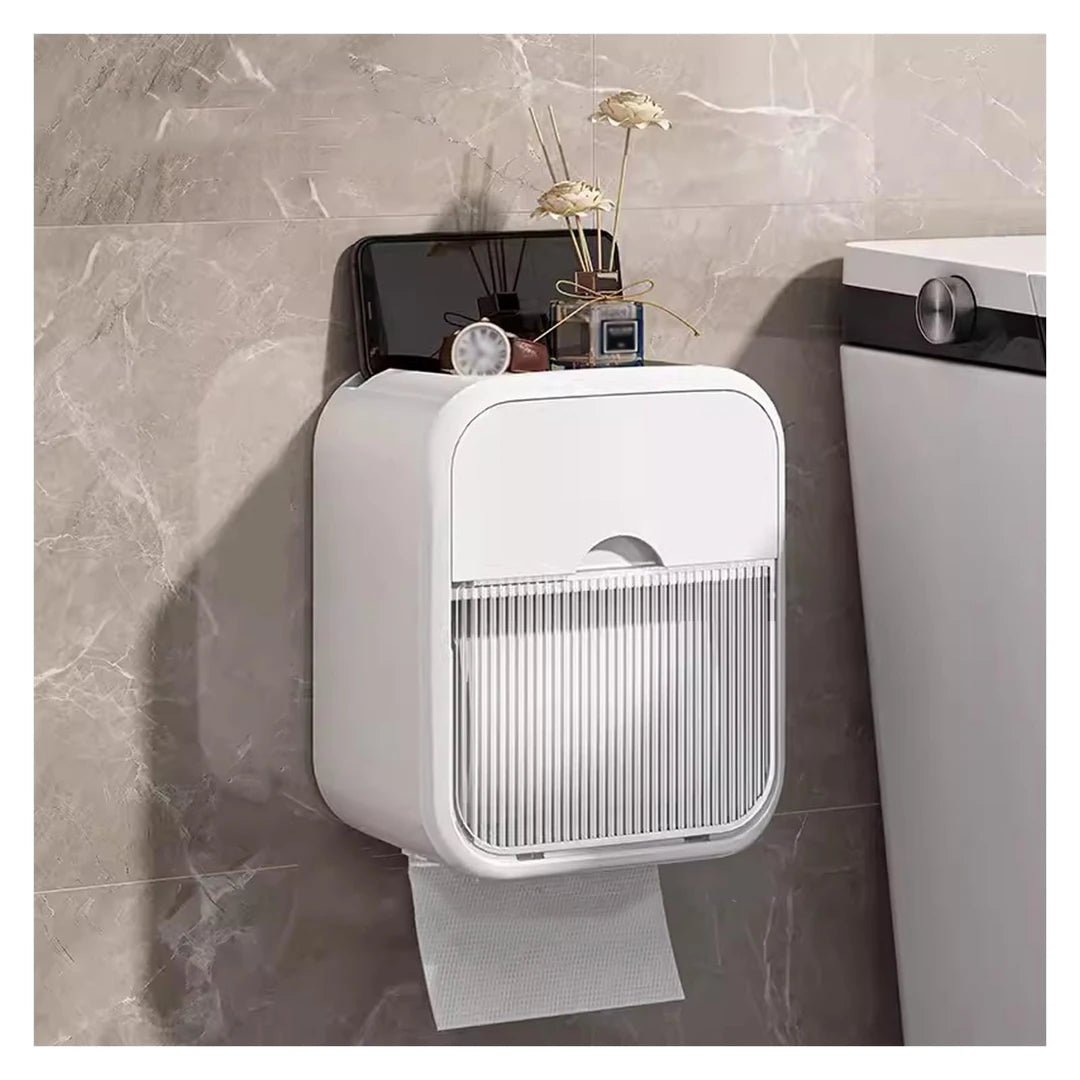 Dispensador De Papel Higiénico Con Cajón De Pañuelos Adhesivo De Pared