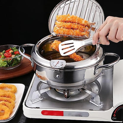 Olla Freidora Estilo Japones Acero Inoxidable Y Medidor De Temperatura