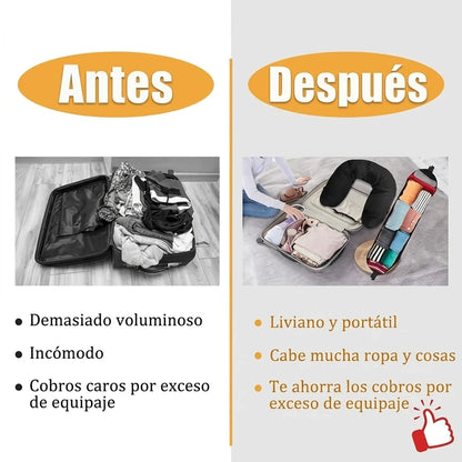 Almohada 2 En 1 De Viaje Rellenable Con Ropa Y Cojín Cervical