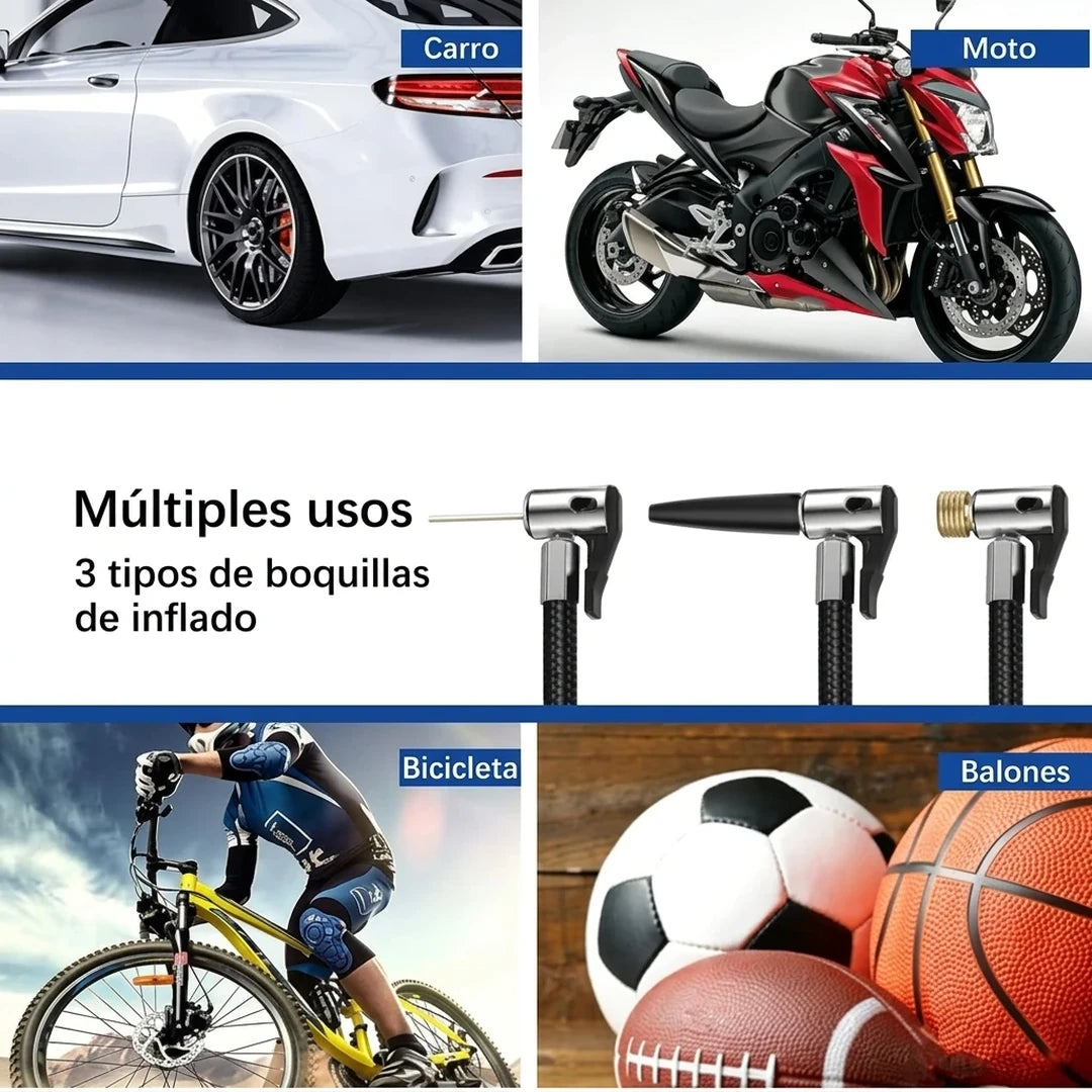 Mini Compresor De Aire Portátil Recargable Para Carro Pantalla LED y Linterna