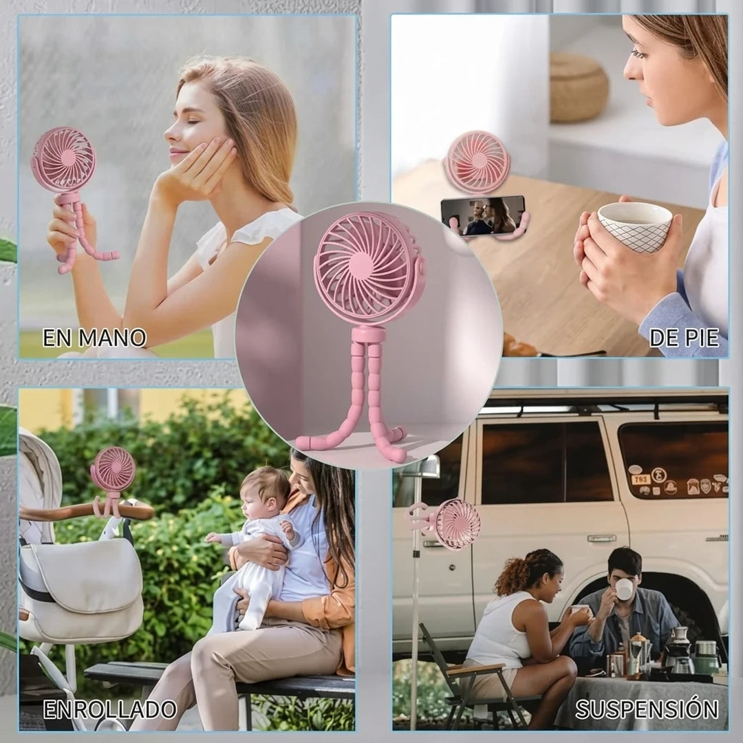 Pack X2 Mini Ventilador Portátil Con Trípode Flexible 360° Para Cunas Y Coches De Bebé