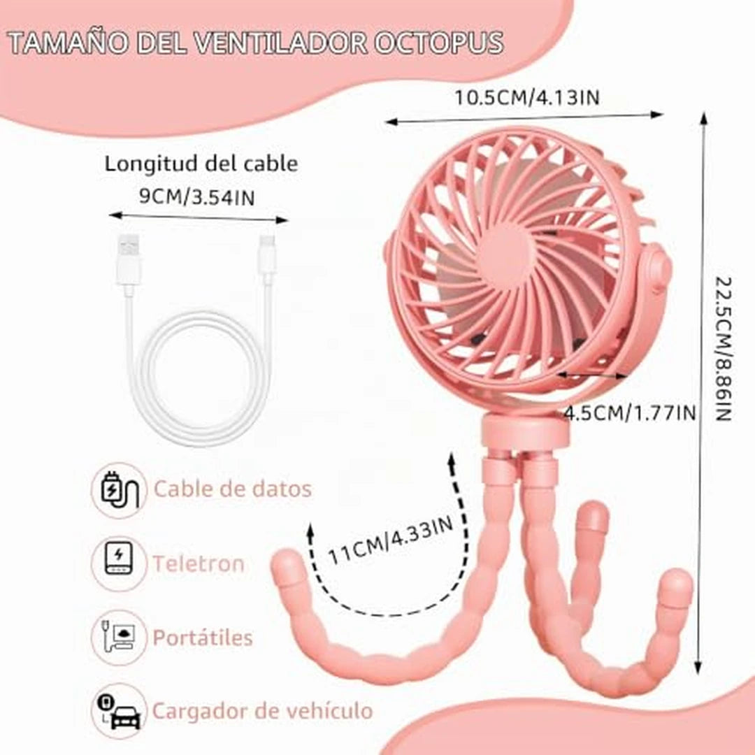 Pack X2 Mini Ventilador Portátil Con Trípode Flexible 360° Para Cunas Y Coches De Bebé