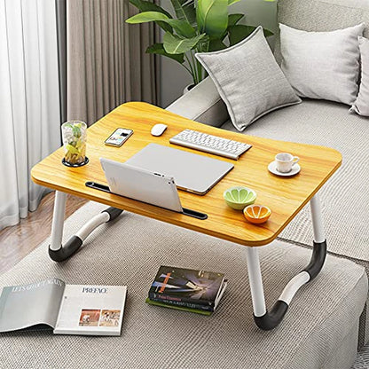 Mesa Plegable Multiusos para Cama y Sofá con Ranura para Tablet y Portavasos