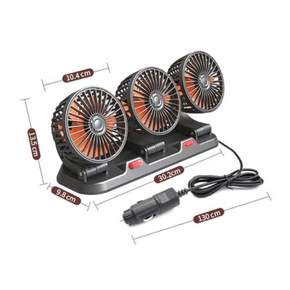 Ventilador Para Carro 3 Cabezales Brazo Extensible 360° 2 Velocidades