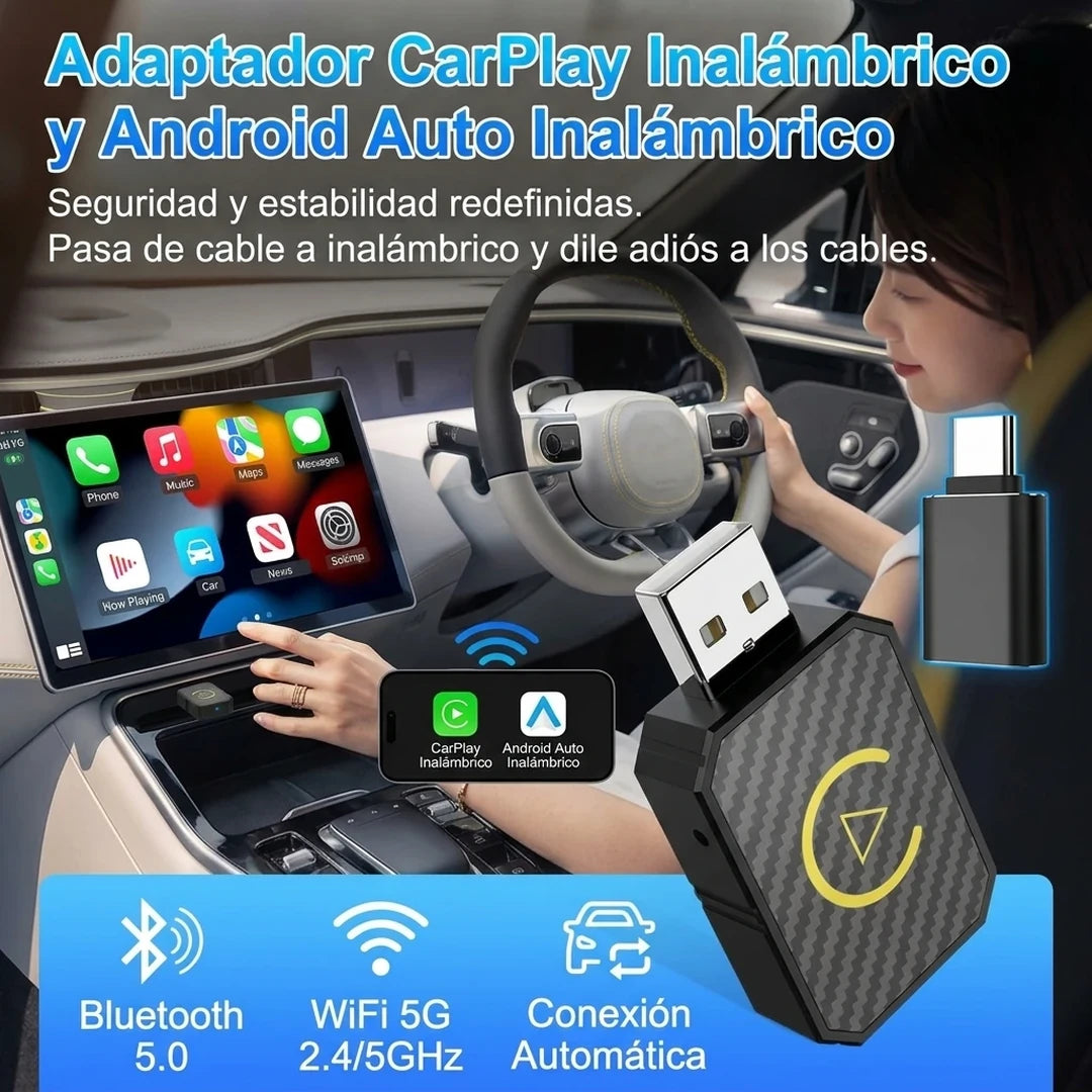Adaptador 2 en 1 CarPlay / Android Auto Inalámbrico Para Carro