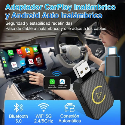 Adaptador 2 en 1 CarPlay / Android Auto Inalámbrico Para Carro