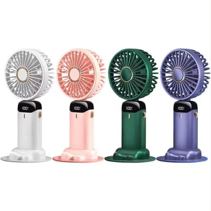 Pack X2 Ventilador de Mano Recargable 5 velocidades Cabezal Plegable 90°