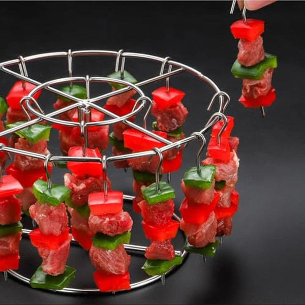 Rack de Pinchos Verticales para Freidora de Aire Con 24 Pinchos de Acero Inoxidable y Cocción Sin Voltear