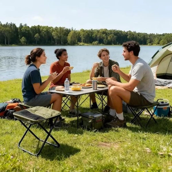Taburete Plegable 2 en 1 Con Bandolera y Asiento Firme Para Camping / Pesca y Senderismo