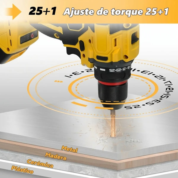 Taladro Inalámbrico Compatible Con Baterías DeWalt 20V Brushless 60N.m
