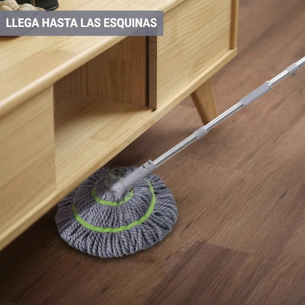 Trapeador Giratorio Twist Mop — Microfibra y Mango de Acero