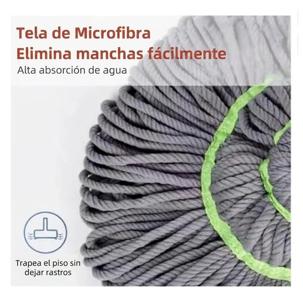 Trapeador Giratorio Twist Mop — Microfibra y Mango de Acero